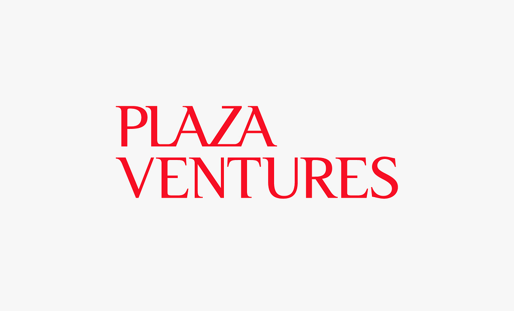 Plaza Ventures’ updated wordmark is the primary logo in branding applications