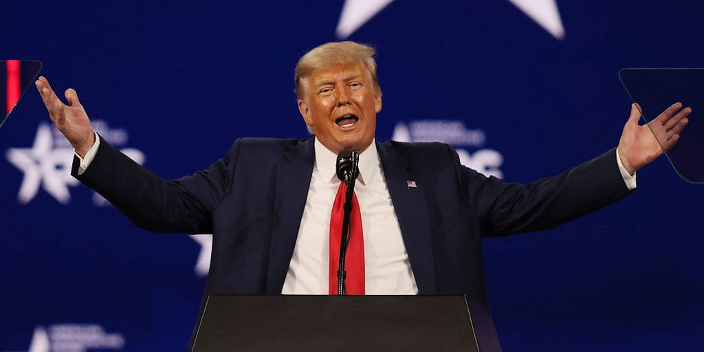 Donald Trump addresses the Conservative Political Action Conference (CPAC) held in the Hyatt Regency on February 28, 2021 in Orlando, Florida.