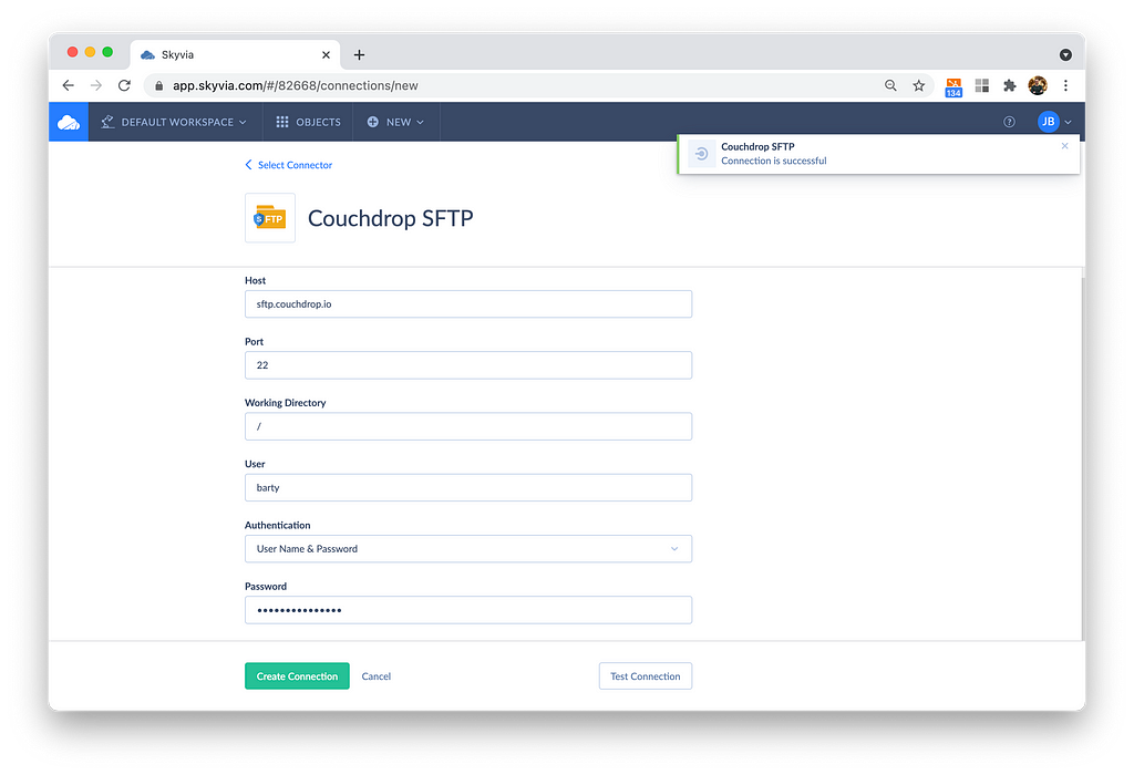 configuring sftp skyvia