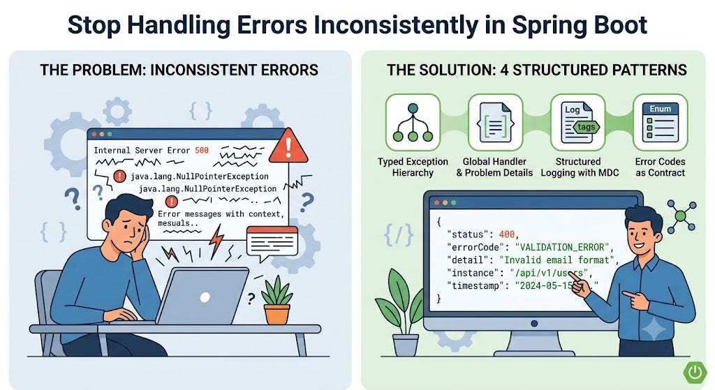 Stop Handling Errors Inconsistently in Spring Boot: 4 Patterns That Make Bugs Debuggable