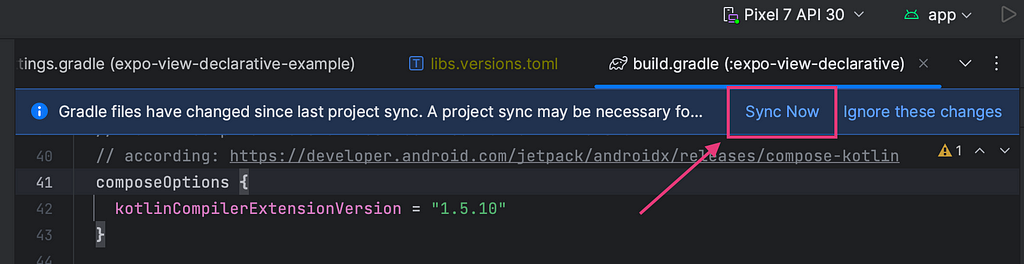 Sync gradle changes image