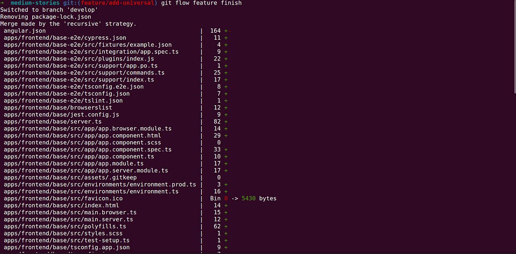 git flow feature finish