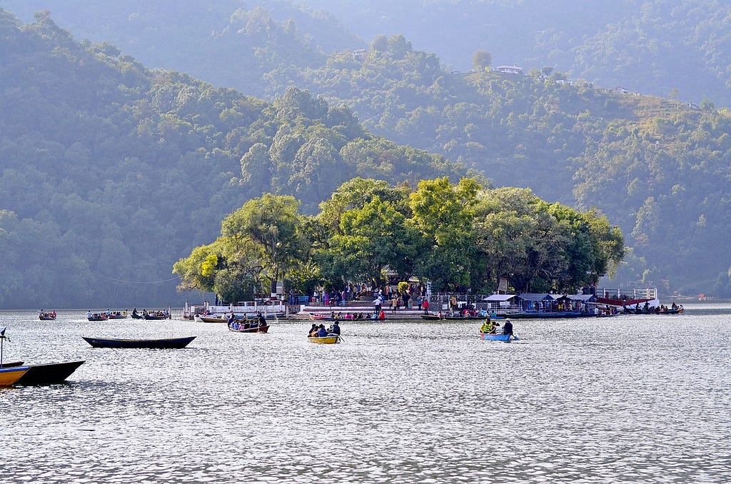 Image of Tal baharai Tample in Pokhara. Tal baharai tample is Located On the Center of Fewa lake In Pokhara, Nepal.