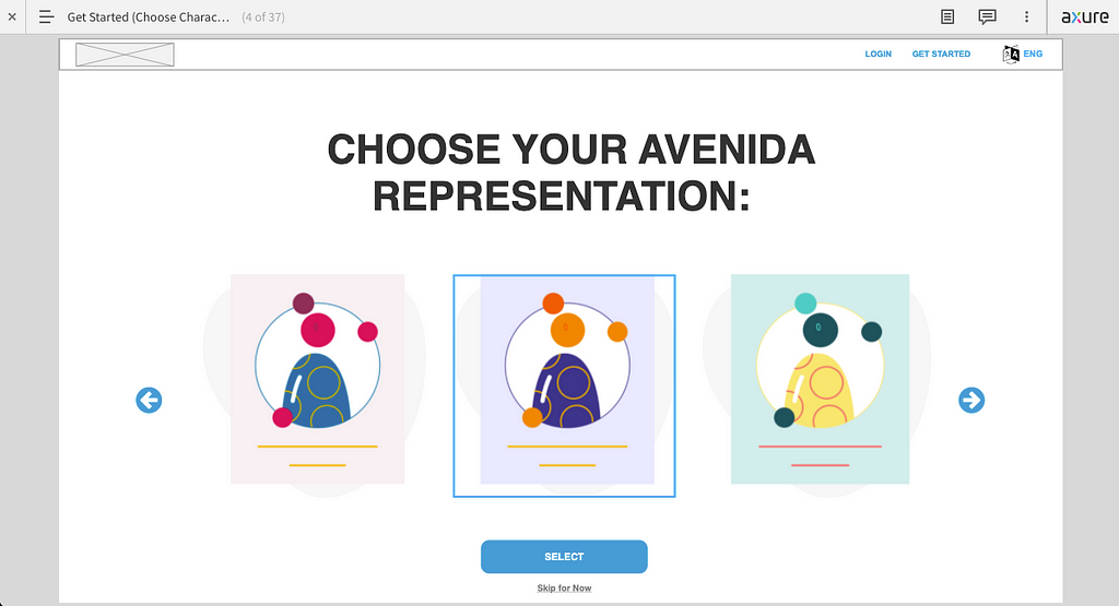 Image of the “Choose your representation” page of the Avenida site.