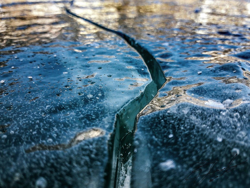 image of a crack in ice