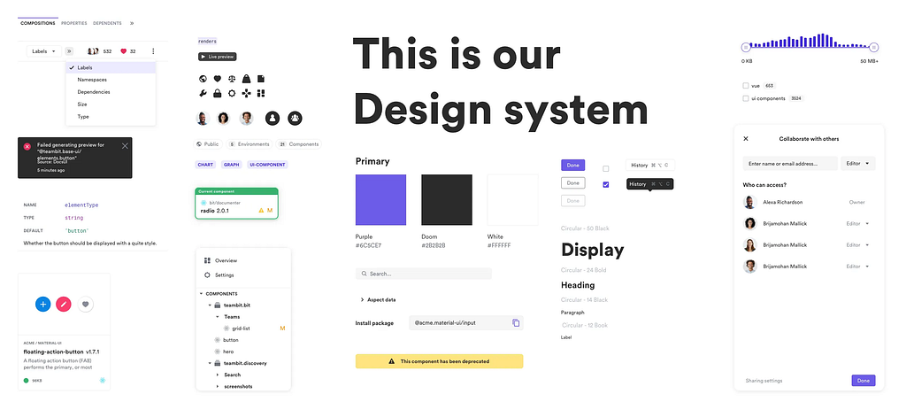 Screenshot of a design system