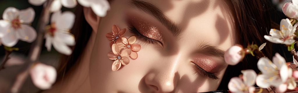 a commercial photoshoot for the make up brand, a palette of eye shadow for spring season, soft pastel beige and brown color, feminine and elegant colors