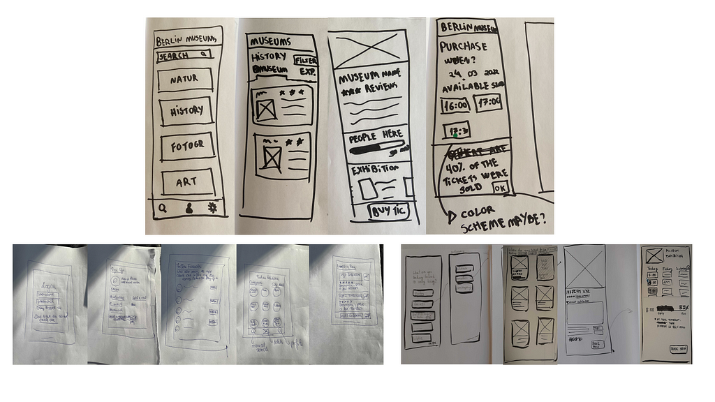 Sketches (drawings) of the Berlin Museums app