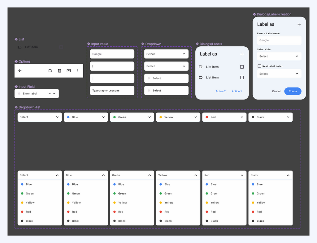 I’ve displayed crucial Components for consistent designs. These elements maintain a unified look and feel. Reusable Components ensure design coherence.