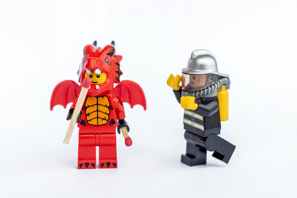 Lego firefighter and lego dragon toys