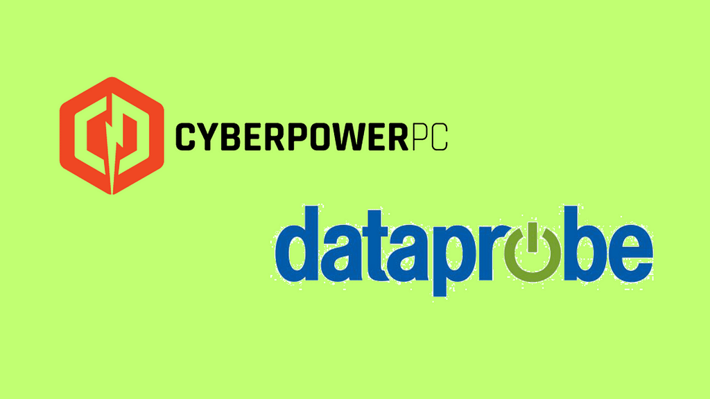 cyberpower and dataprobe logos on green background