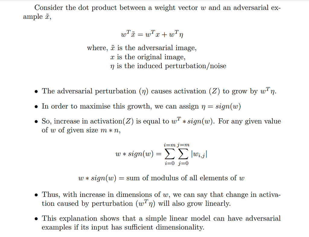 adversarial example for linear models.