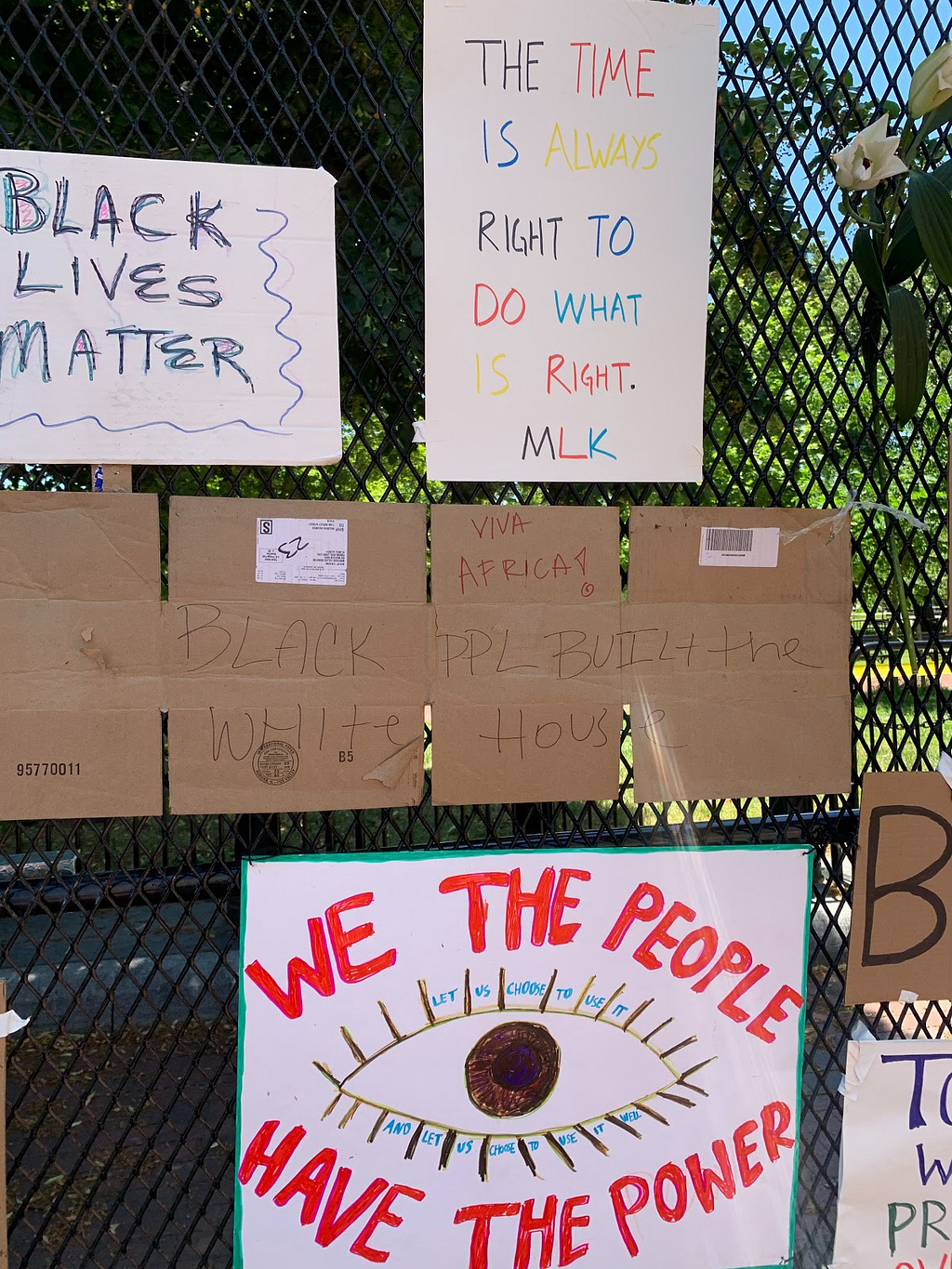 Protest Signs in front of the White House in Washington DC in July 2020. Picture by Author