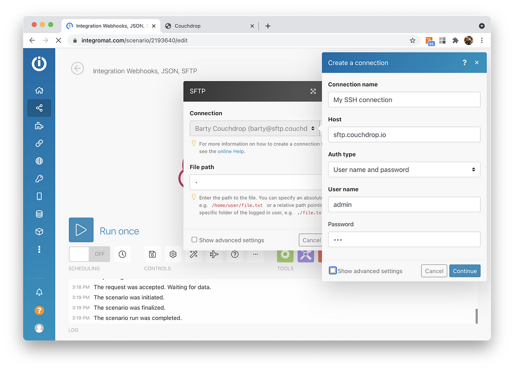 integromat sftp configuration