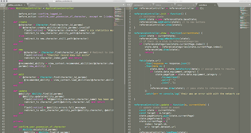 A screen shot of one example of the code I have written