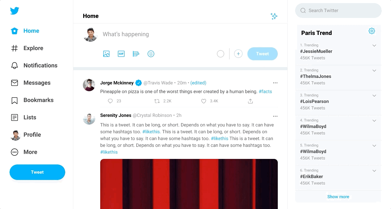 gif of my solution for editing tweets, showing versioning of an edited tweet