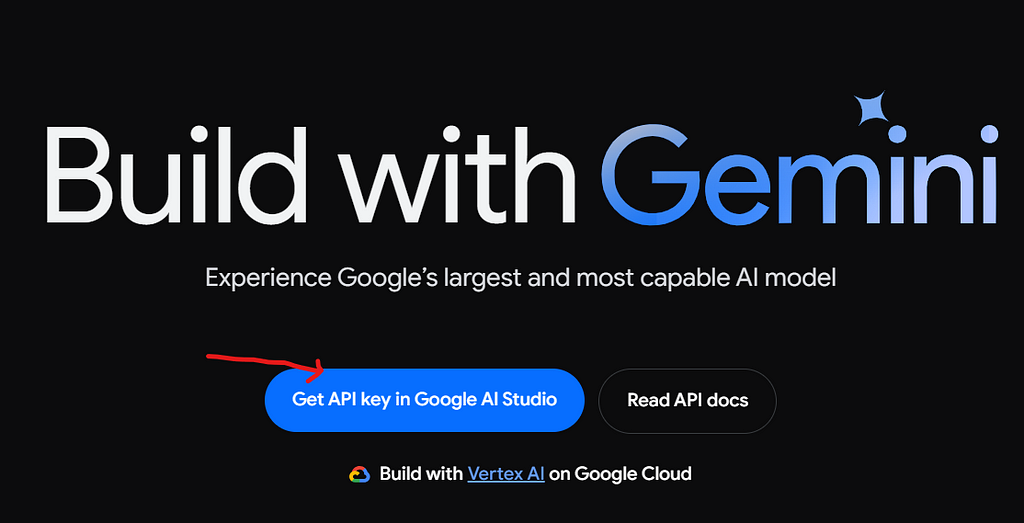 Get API key in Google AI Studio