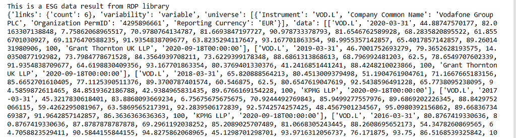 example ESG Data in JSON format