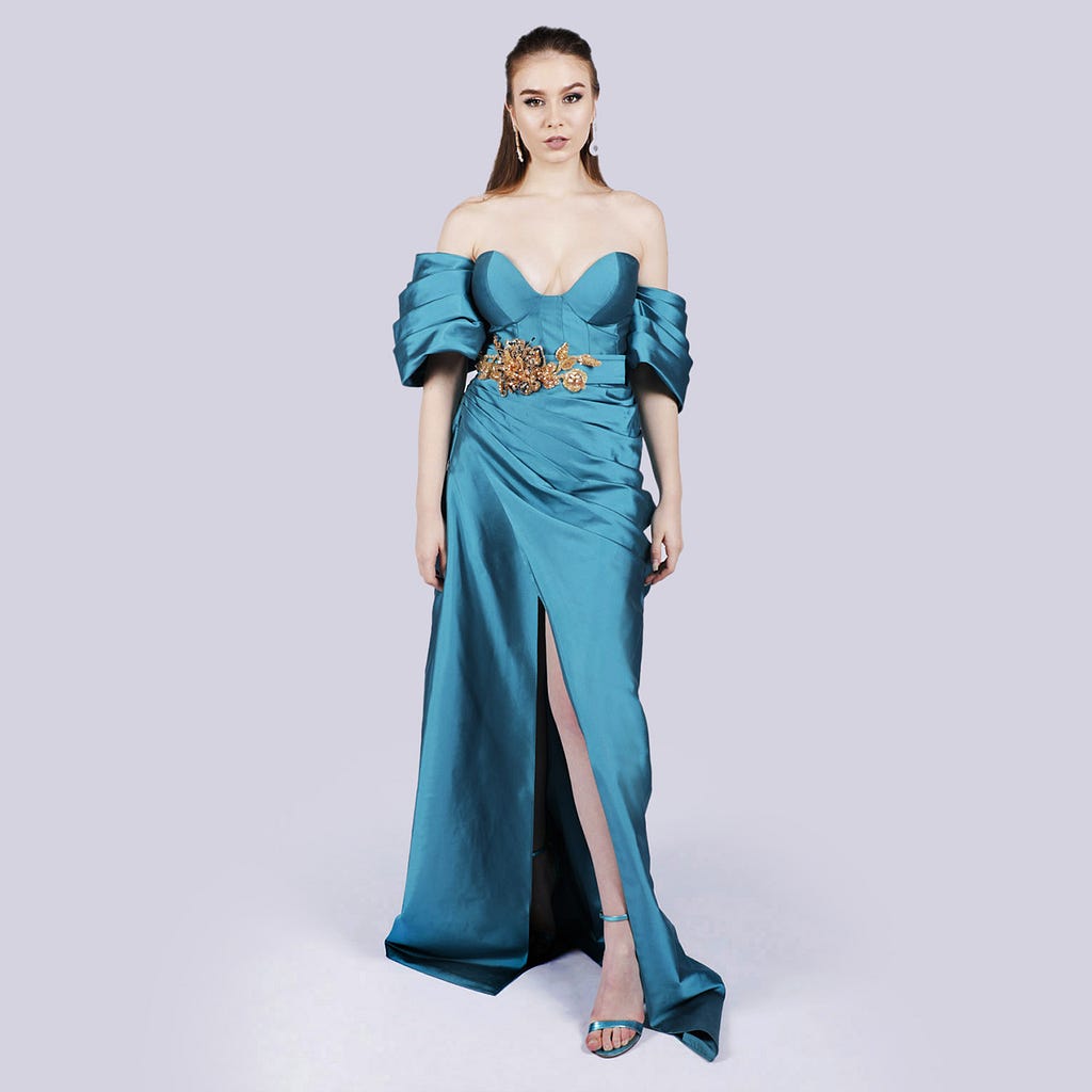 ENCHANTED- PUFF SLEEVES CORSET GOWN — Niva Fashion House