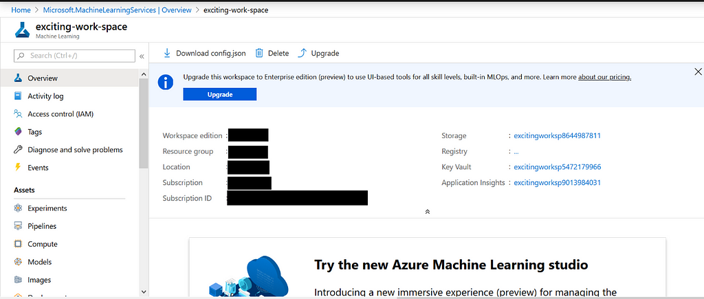 azure machine learning workspace — azure virtual machine