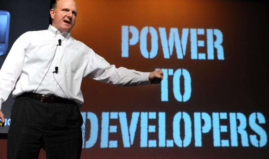 Ballmer says, “Power to developers!”