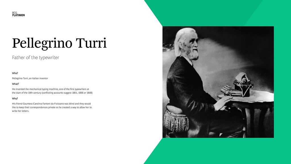 Pellegrino Turri, the father of the typewriter