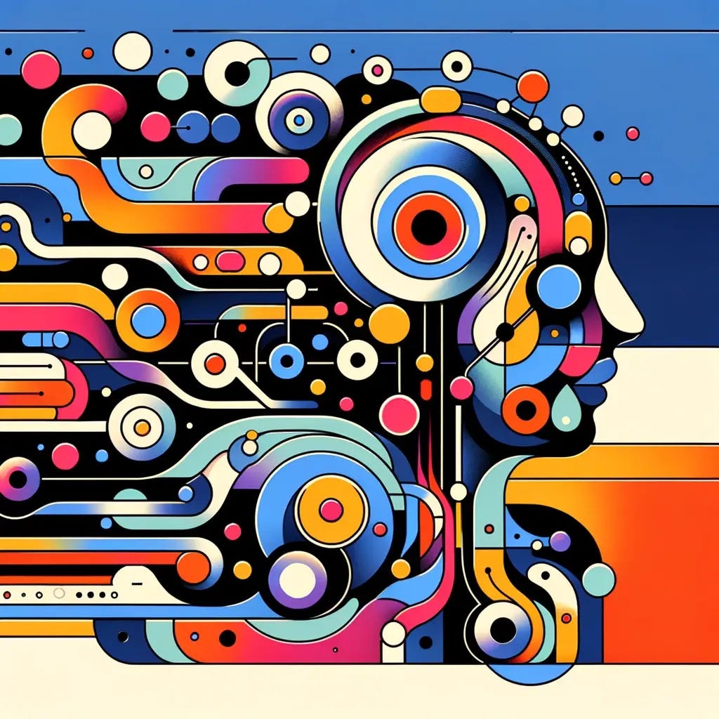 Artist view of AI in a 60s colourful art style