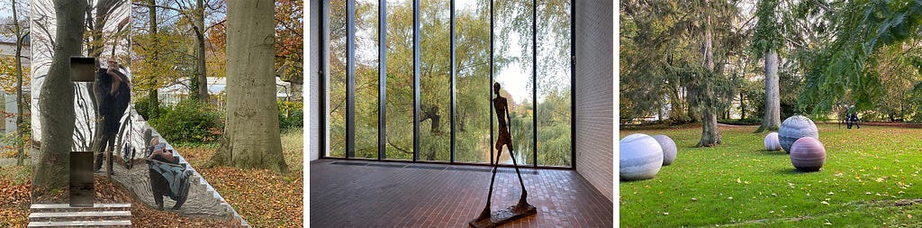 3 views, internal and external of the Luisiana Museum, Denmark
