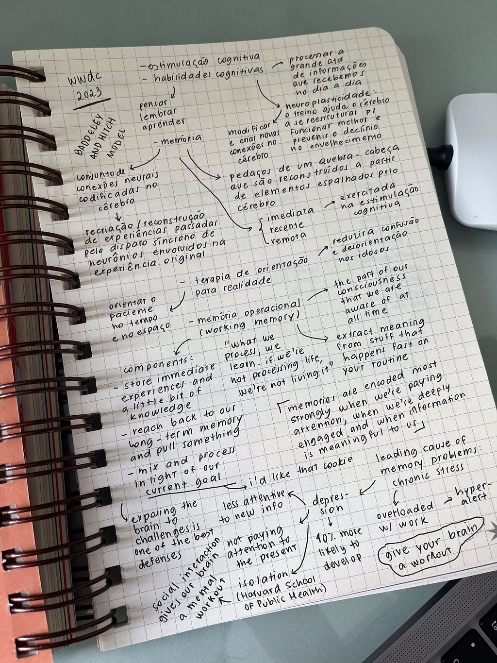 My notebook full of insights about working memory and short-term memory