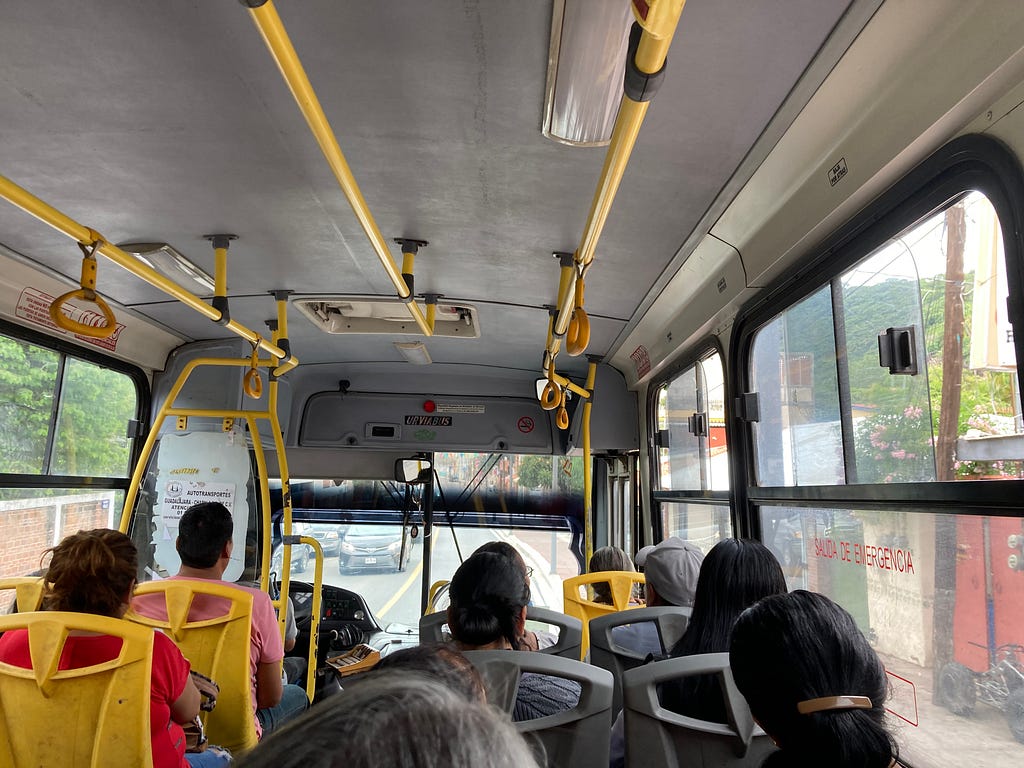 Interior of bus in Jalisco, Mexico.
