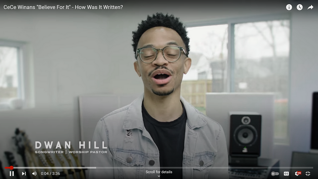 Dwan Hill is one of the co-writer of the song “Believe For It”, original song by CeCe Winans and her praise team. In this video Dwan shares how and why the song was written.