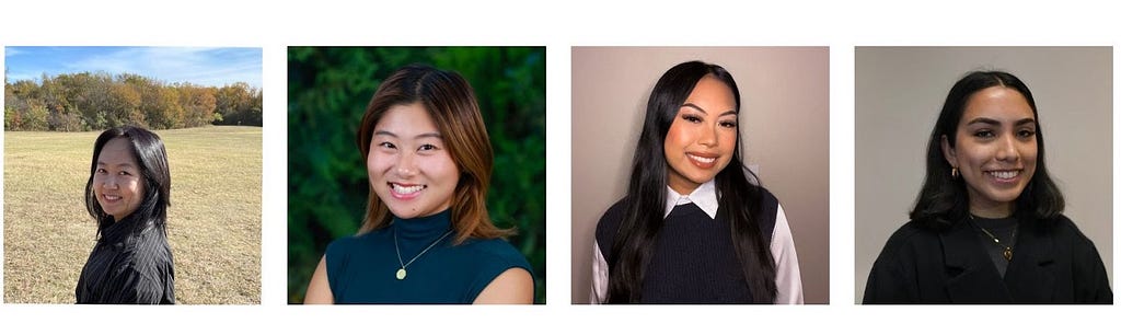 Headshots of the four interns interviewed