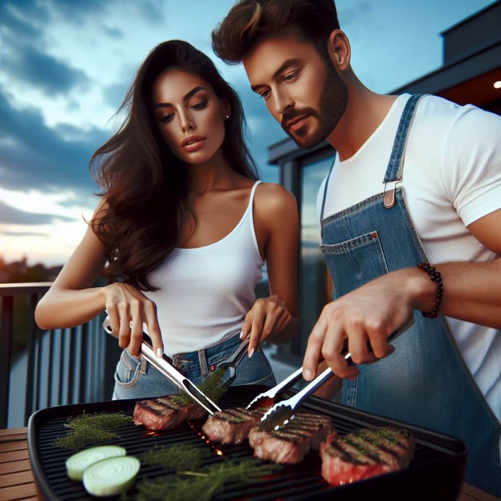 Maya and Alex grill meat on the grill using the best herbs for steak combinations.