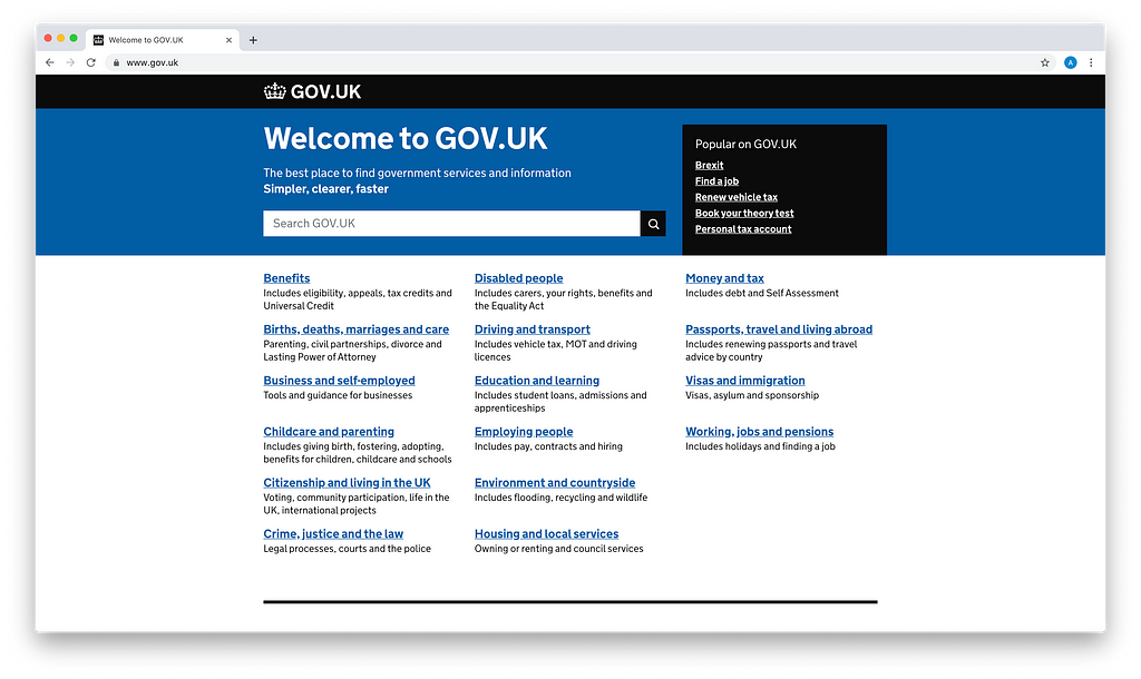Gov.UK website screenshot