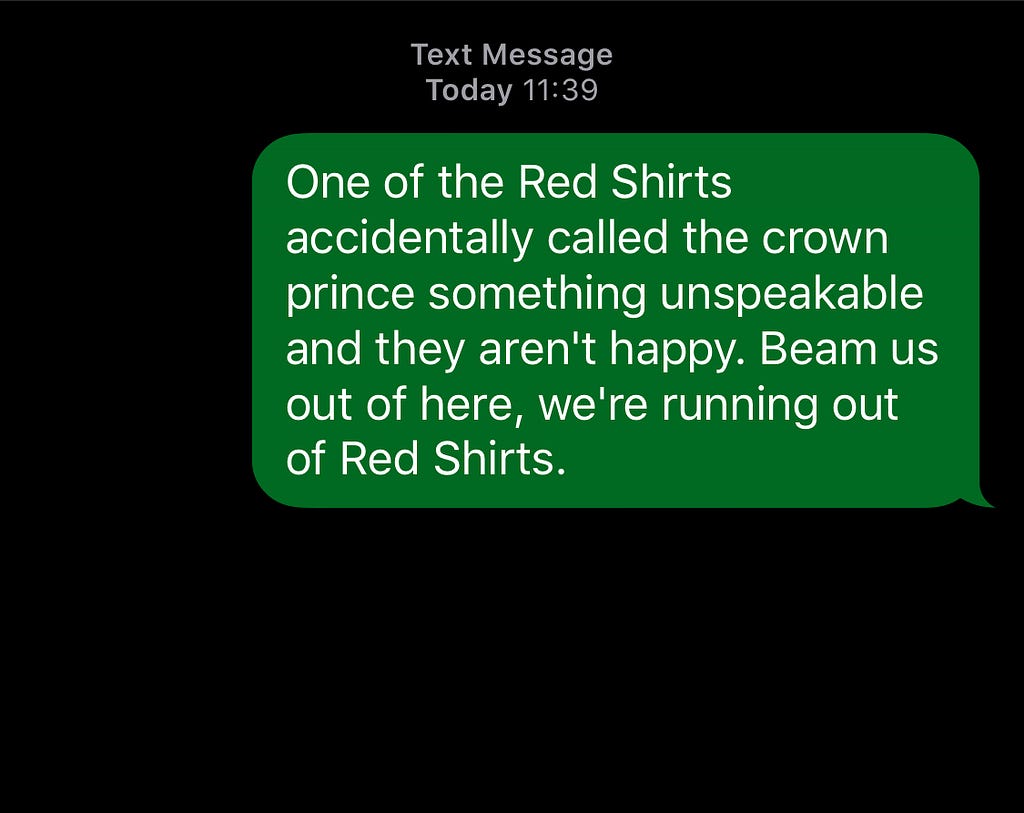 Screen capture of a text message sent from an Apple device. Contains a message requesting support.