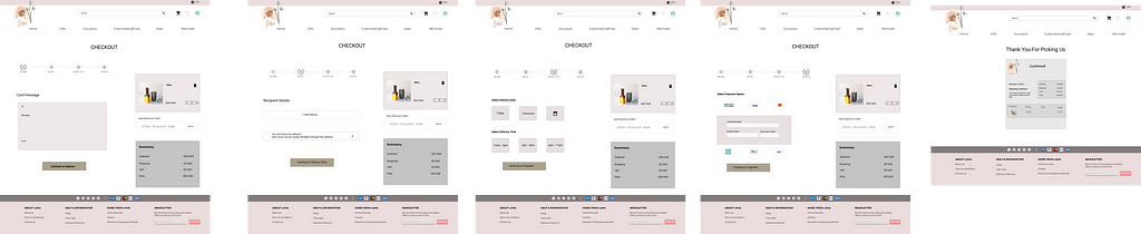 Cart and checkout screens