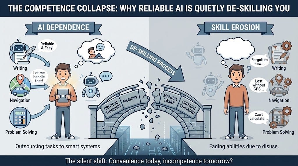 The Competence Collapse: Why Reliable AI Is Quietly De-Skilling You