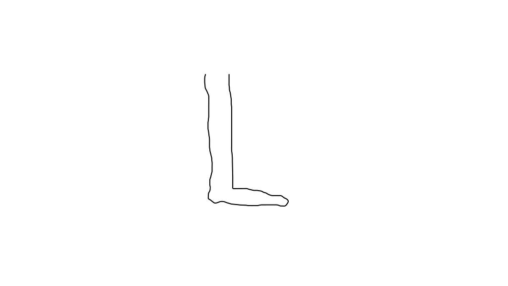 A crude drawing of a leg with a foot attached to it.