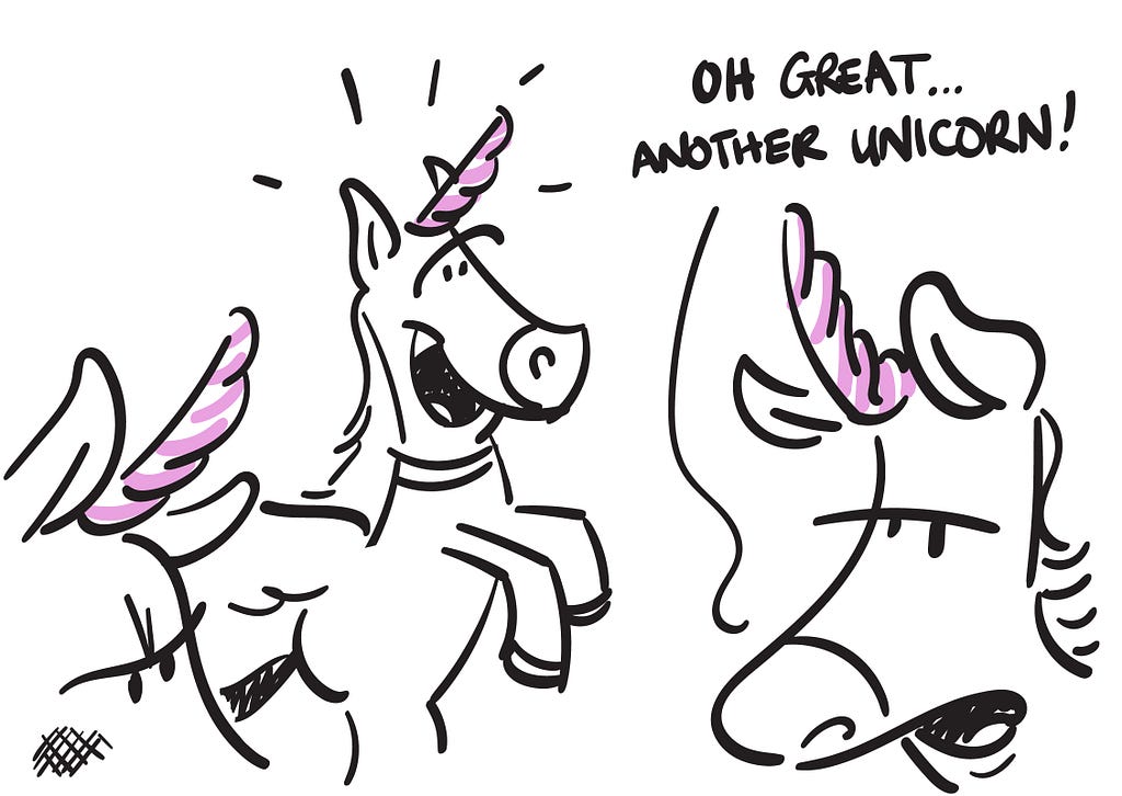 Too many unicorns illustration
