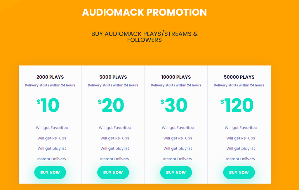 BUY AUDIOMACK PLAYS/STREAMS & FOLLOWERS