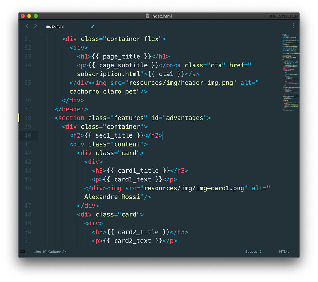 screenshot showing html code