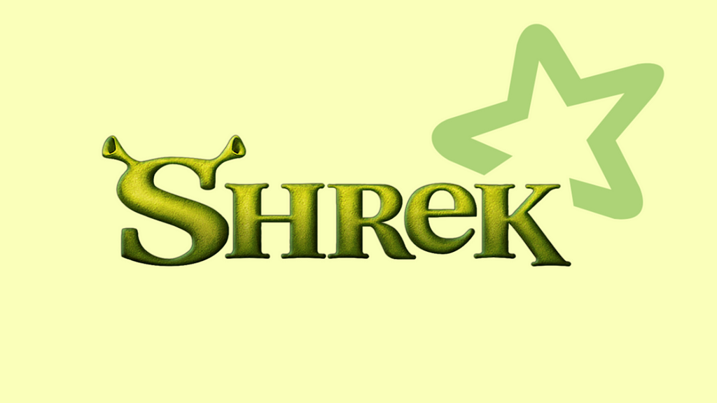 Logo for the movie Shrek with Spark’s logo on top