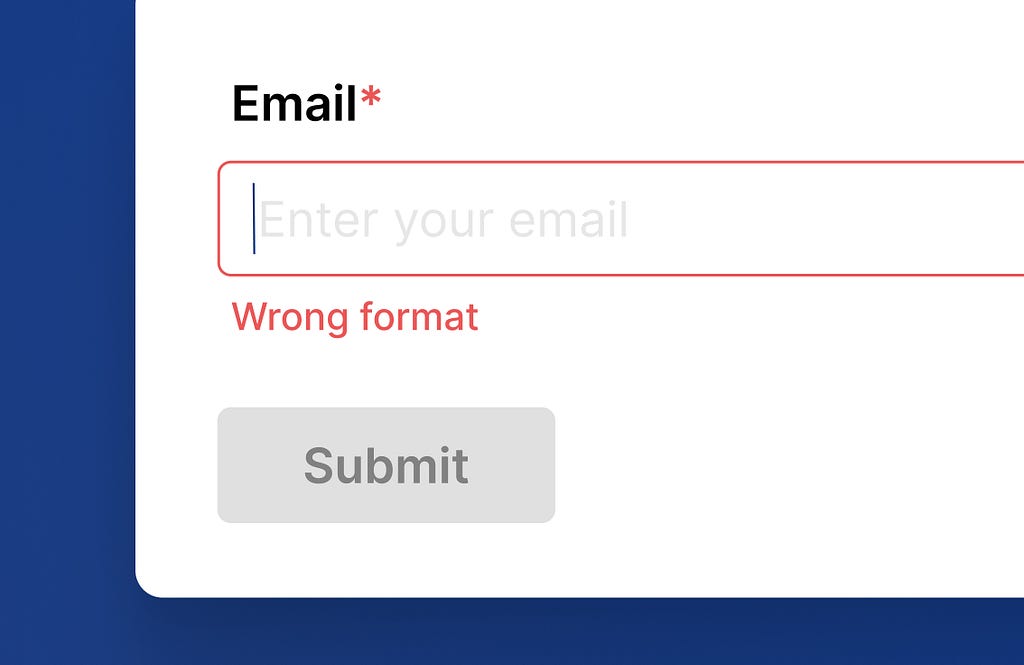 Empty form with instant validation example
