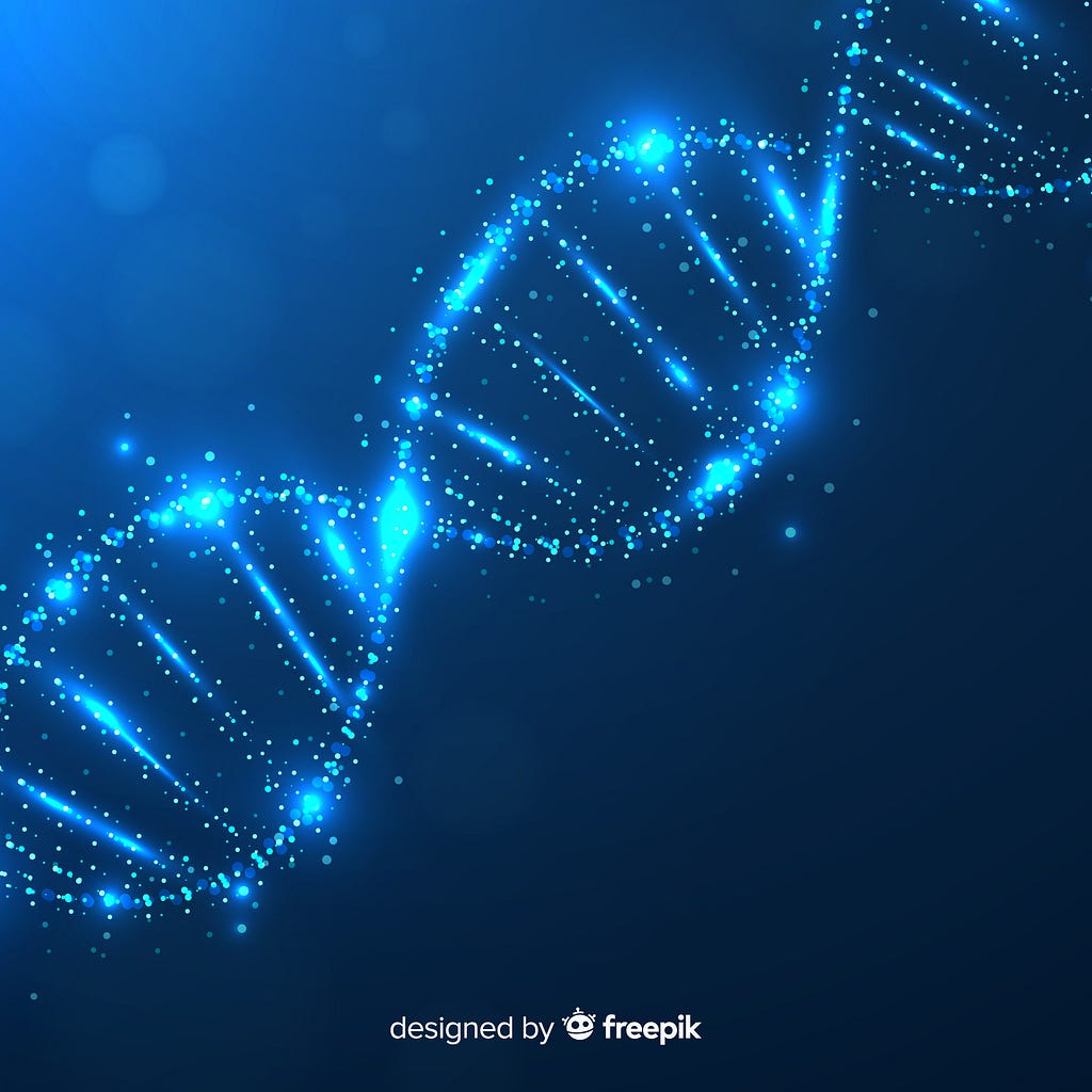 DNA strand on a blue background