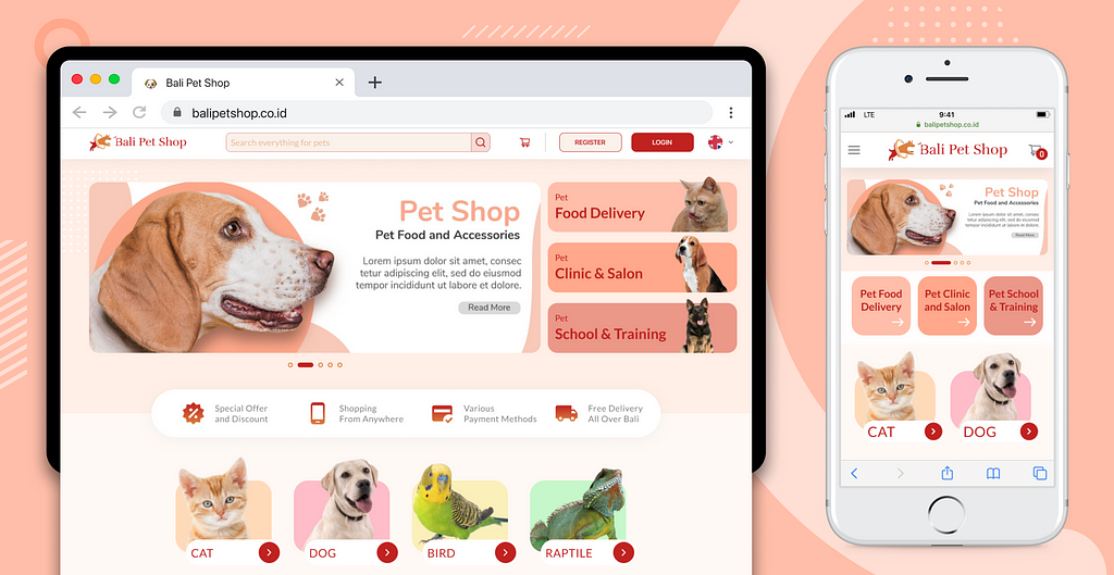 Bali pet supply shop user interface