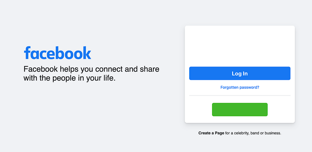 A screenshot of Facebook’s log in page with all UI elements below 3:1 and all text elements below 4.5:1 removed.
