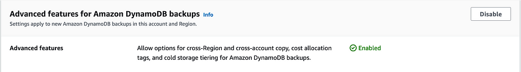 Figure 2 : AWS Backup Advance Settings