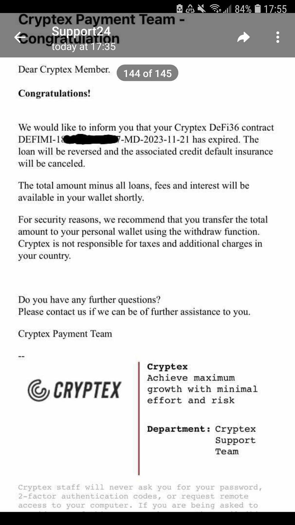 cryptex defi staking proof of expired contract