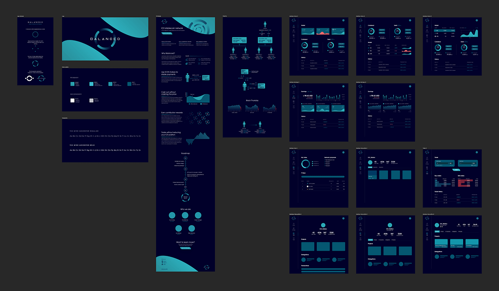 Designs we’ve created for Balanced so far, including 11 interfaces, the website, branding pack, and white paper graphics.