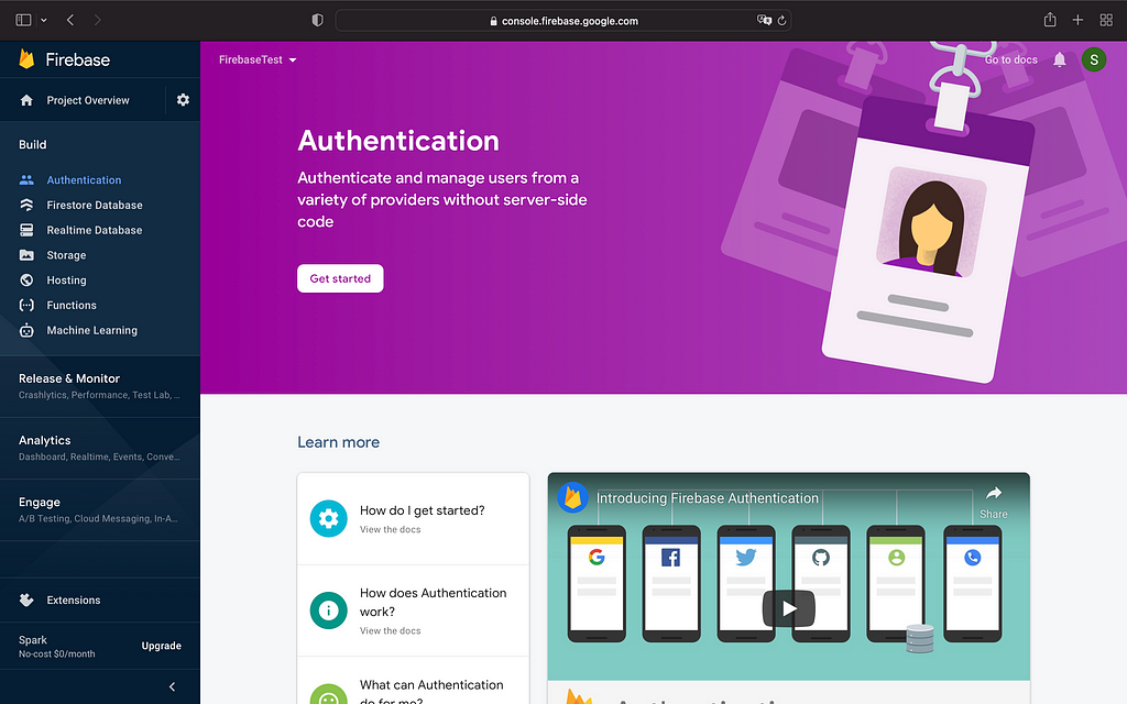 Screenshot from Firebase Authentication panel